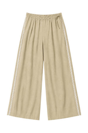 regular fit broek met contrastbies - beige