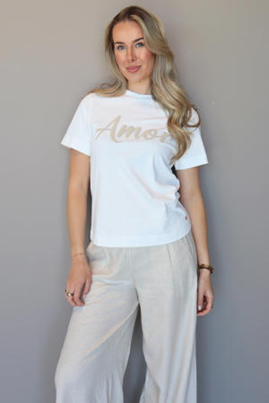 T-shirt met print en tekst - wit