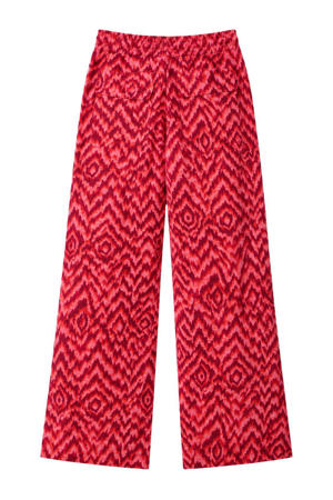 viscose regular fit broek met print - roze