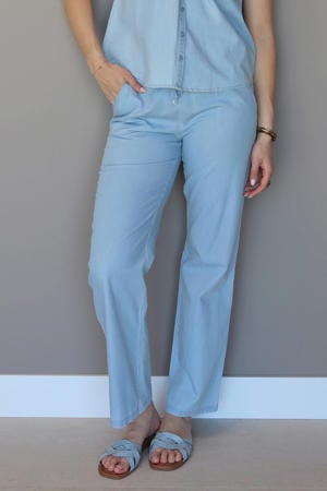 regular high waist broek blauw