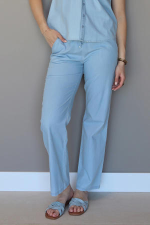 regular high waist broek blauw
