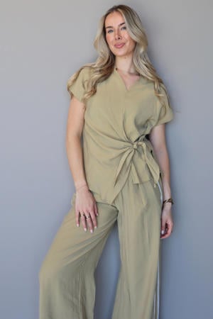top met knoopdetail - beige