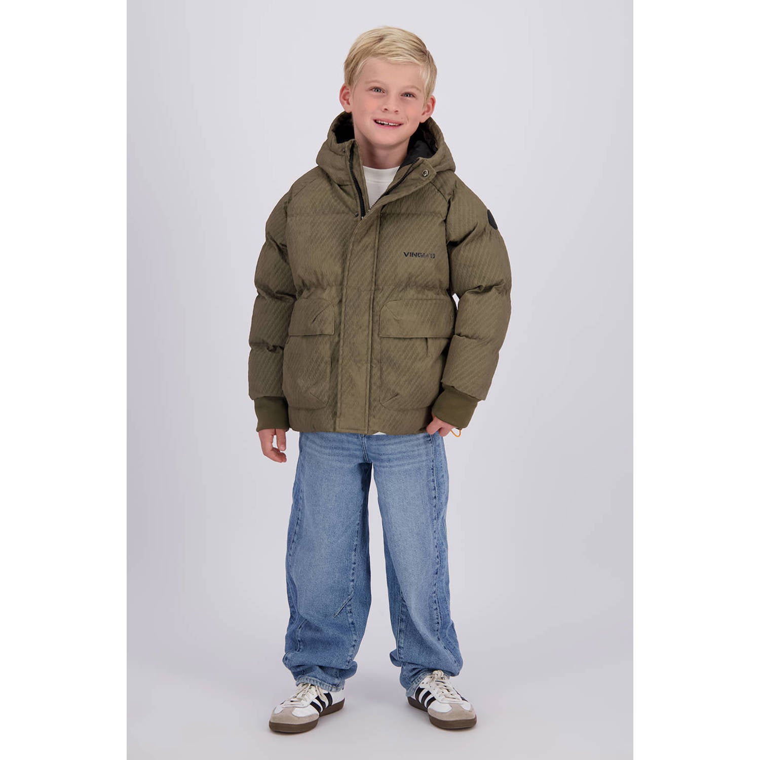 Vingino winterparka met print olijfgroen