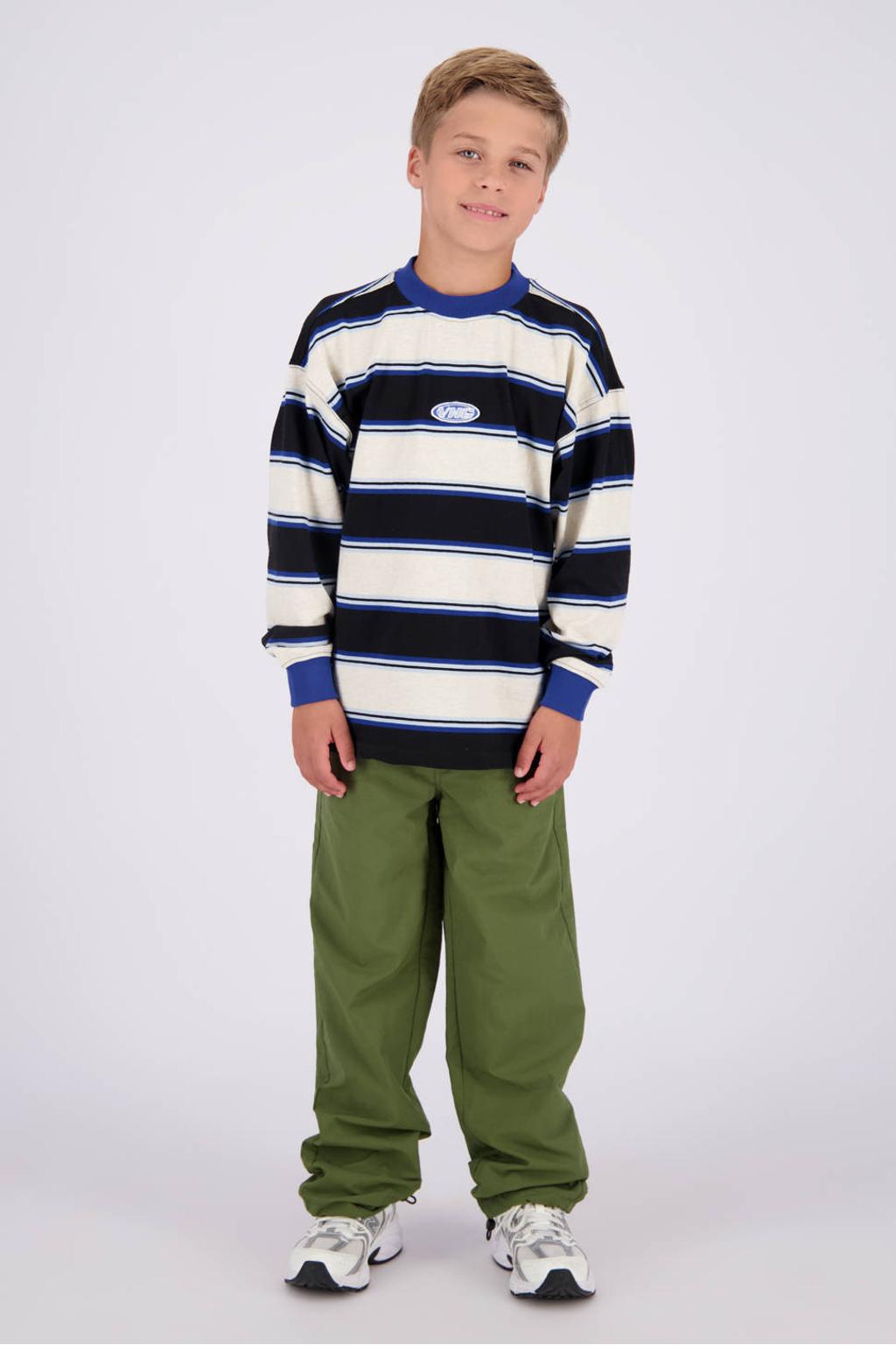 Groene jongens Vingino baggy casual broek van nylon met regular waist, ritssluiting en effen