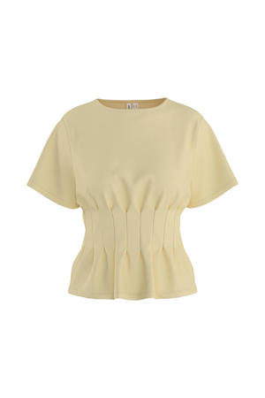T-shirt met peplum en plooien - geel