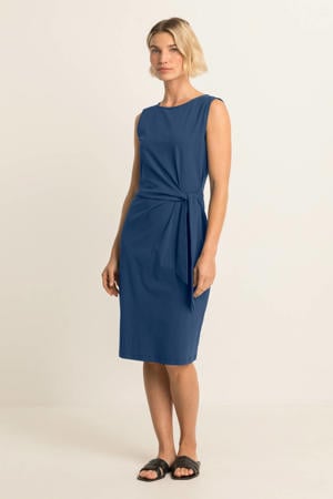 travelstof midi jurk - blauw