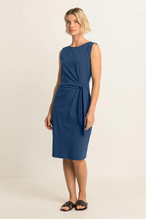travelstof midi jurk - blauw