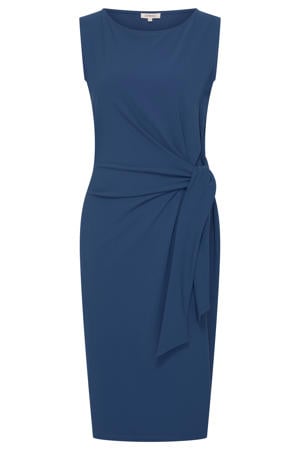 travelstof midi jurk - blauw