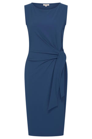 travelstof midi jurk - blauw