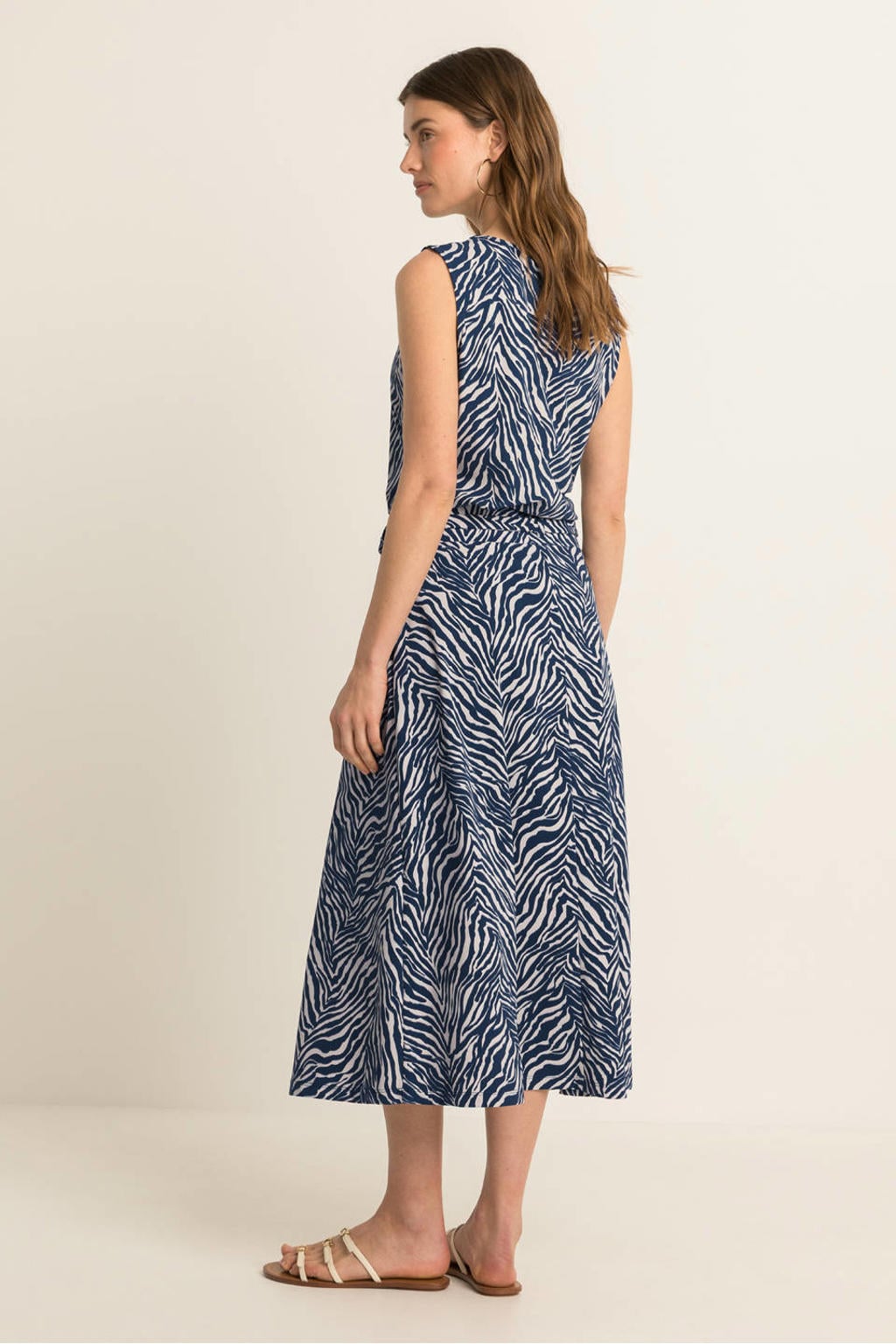 Expresso travelstof top met print - blauw