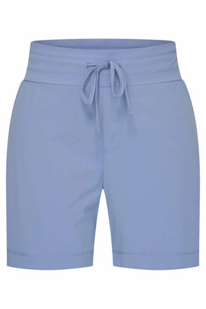 travelstof high waist regular fit casual short - lichtblauw