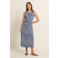 Expresso travelstof midi rok met ceintuur en print - blauw