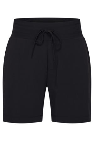 travelstof high waist regular fit casual short - zwart