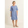 Expresso travelstof midi jurk met ceintuur - lichtblauw