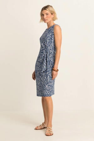 travelstof midi jurk met print - blauw