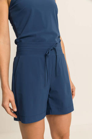 travelstof regular fit casual short - blauw