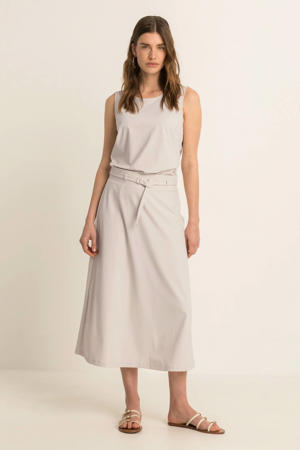 travelstof midi rok met ceintuur - beige