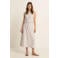 Expresso travelstof midi rok met ceintuur - beige