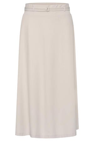 travelstof midi rok met ceintuur - beige