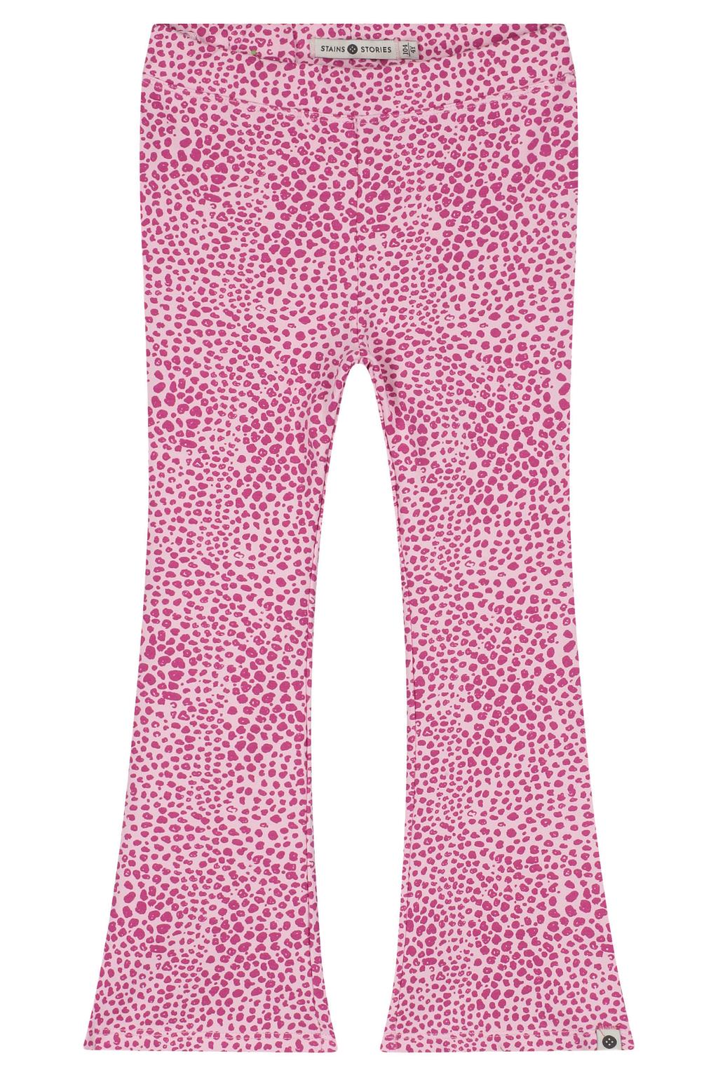Roze meisjes Stains&Stories flared broek van stretchkatoen met regular waist en elastische tailleband