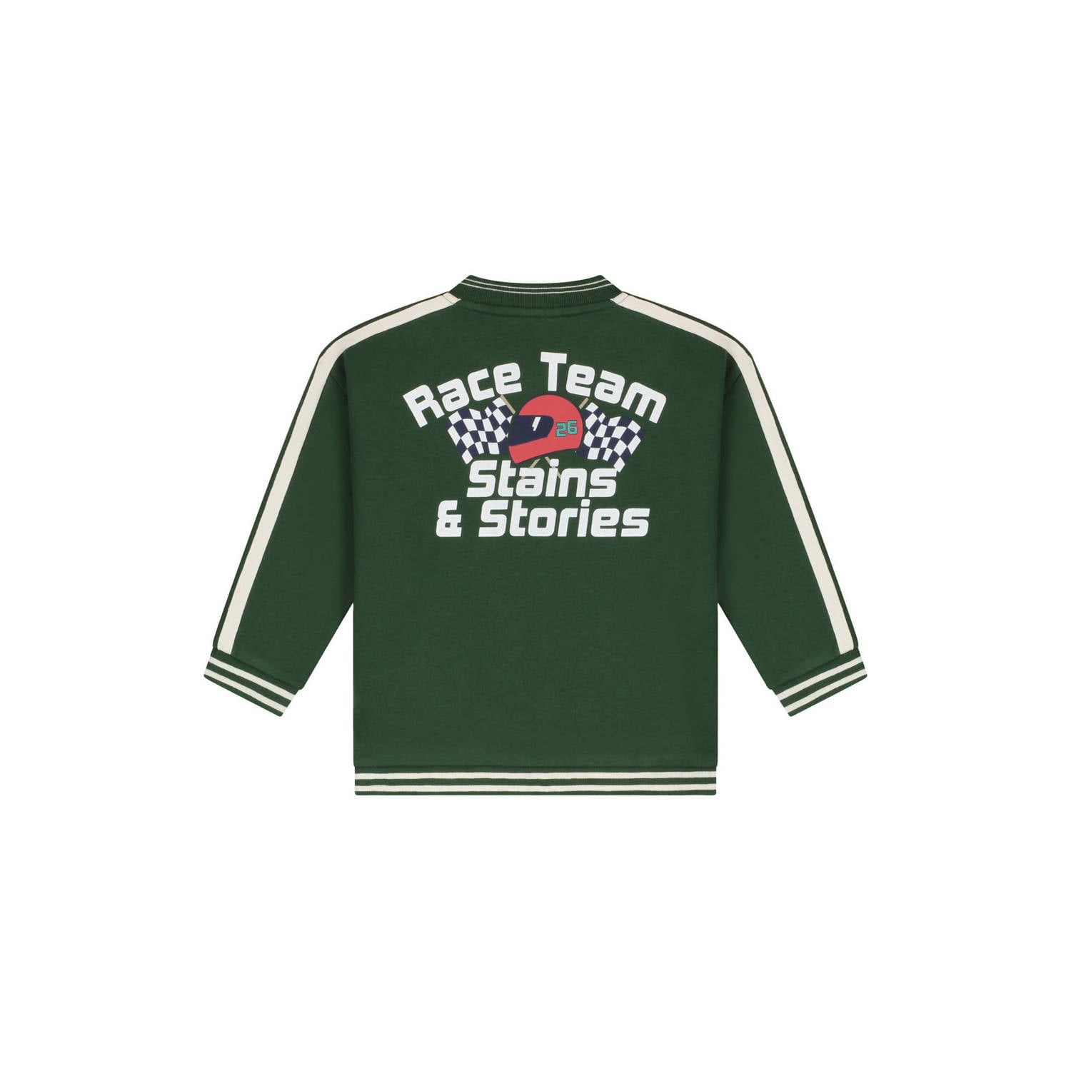 Stains&Stories rechtvallend sweatvest groen wit
