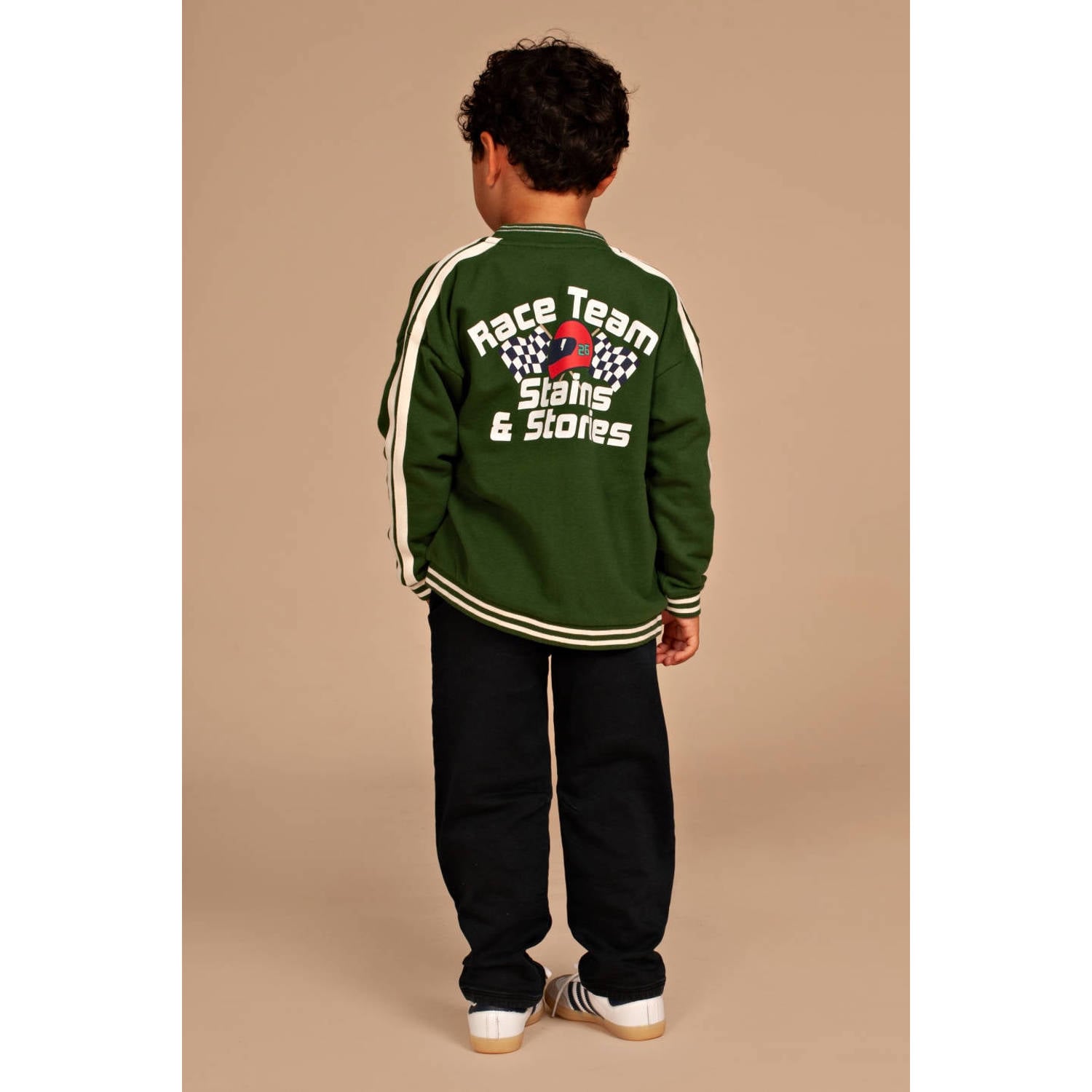 Stains&Stories rechtvallend sweatvest groen wit