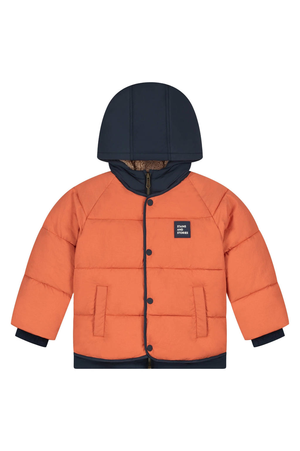 Stains&Stories winterjas - oranje/donkerblauw