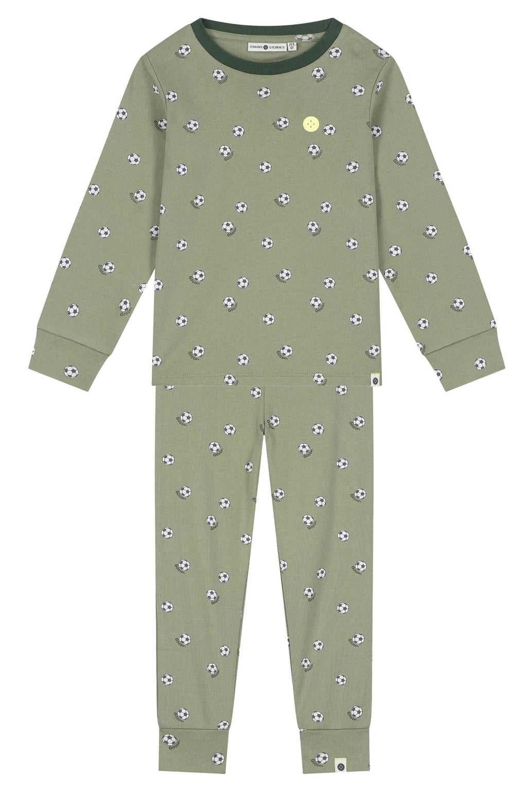 Stains&Stories katoenen pyjama met print - groen