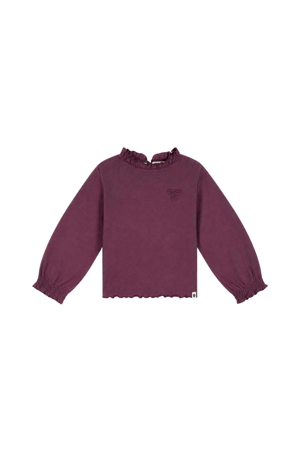Stains&Stories longsleeve met ruches - donkerrood