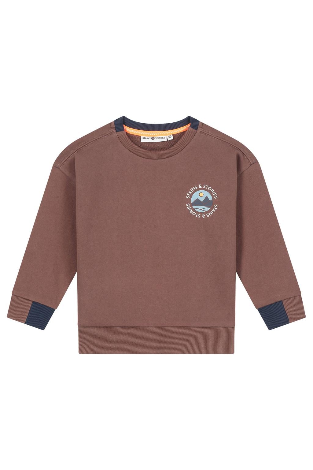 Stains&Stories rechtvallende sweater met backprint - bruin