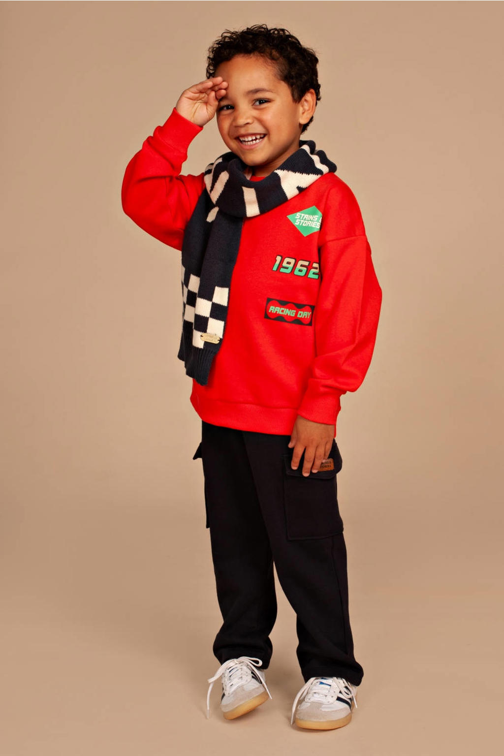 Stains&Stories rechtvallende sweater met print - rood