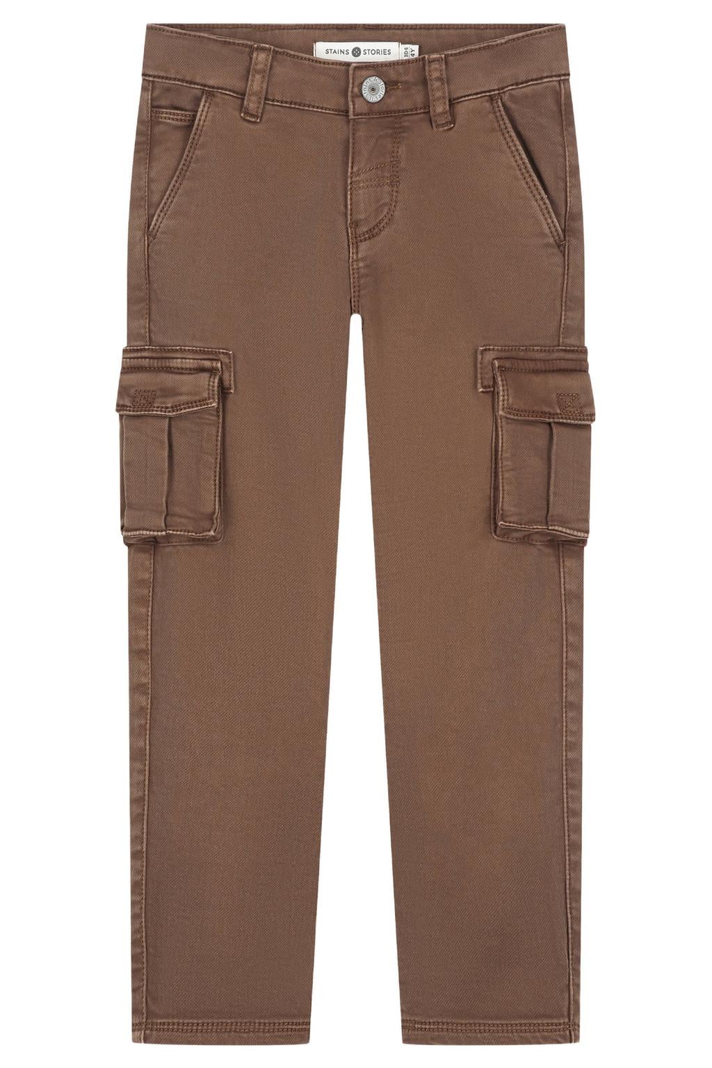 Stains&Stories straight leg cargobroek - bruin