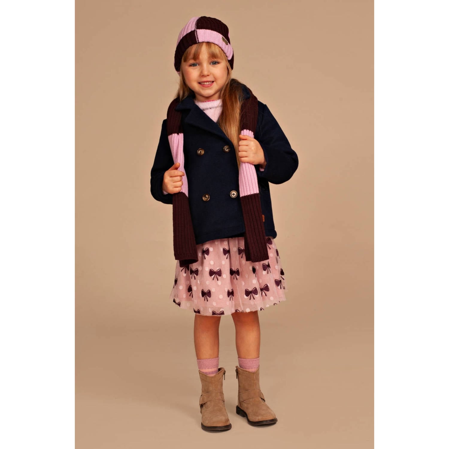 Stains&Stories katoenen muts roze bordeaux
