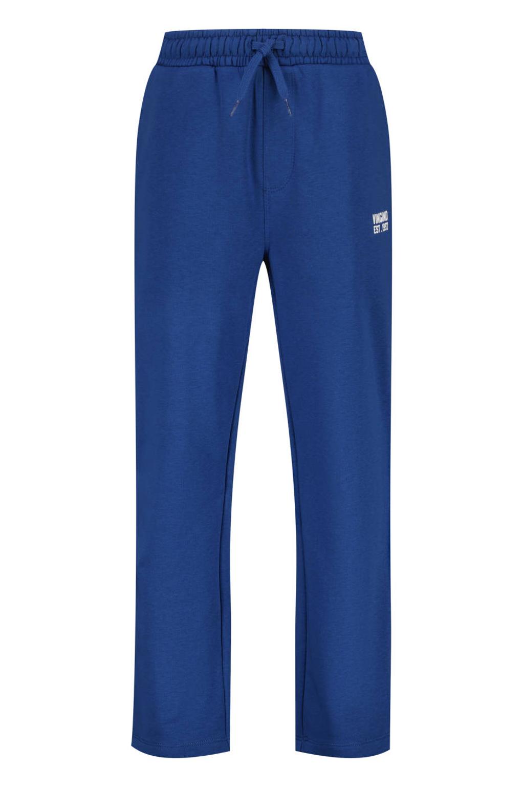 Blauwe jongens Vingino sweat relaxed fit joggingbroek met regular waist, elastische tailleband met koord en tekst print
