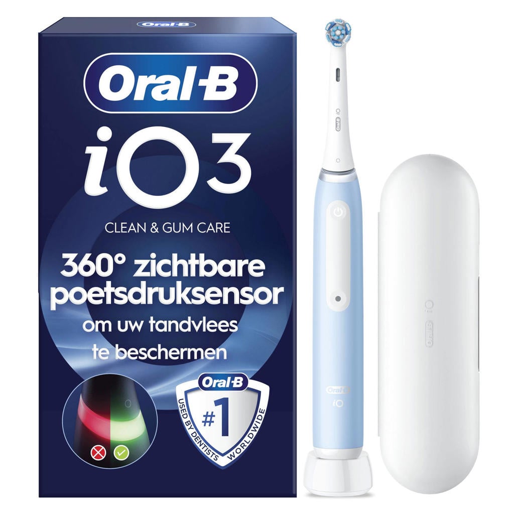 Oral-B iO 3 elektrische tandenborstel - blauw - 1 opzetborstel - reisetui