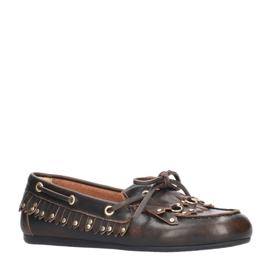 Bibi Lou Aurelie leren mocassins - donkerbruin