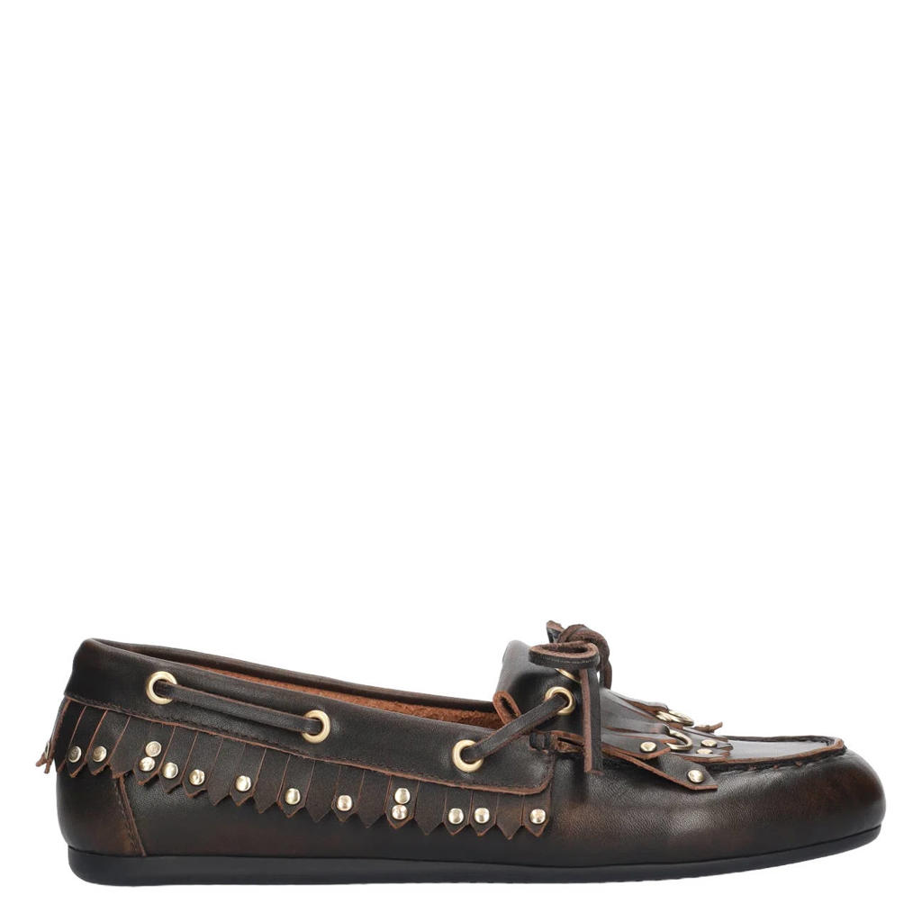 Donkerblauwe dames Bibi Lou Aurelie leren mocassins -