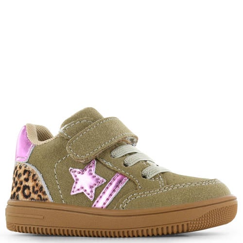 Go Banana’s sneakers met panterprint kaki/roze/beige