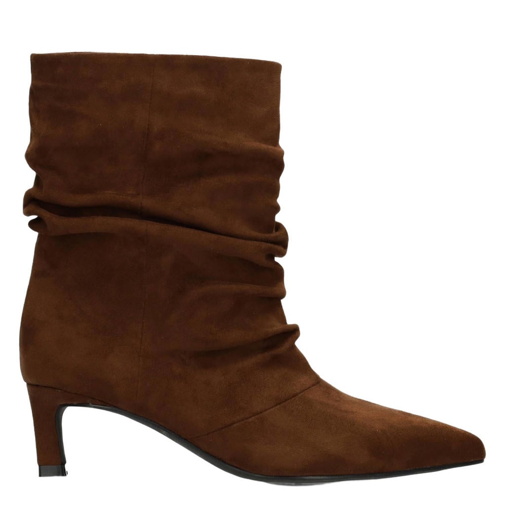 Bruine dames POSH by Poelman Laureen suèdelook laarzen met hak -