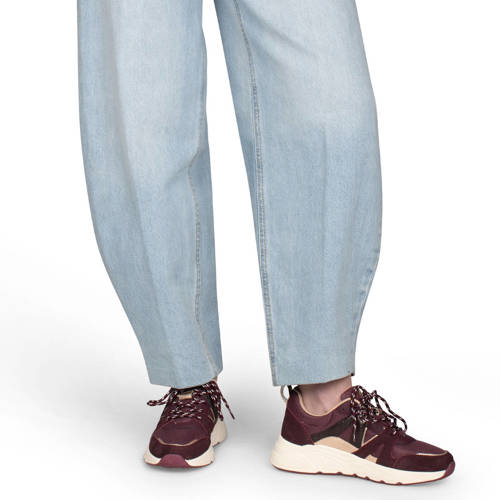 POSH by Poelman Carocel imitatieleren sneakers aubergine