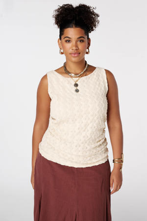 top met textuur ecru
