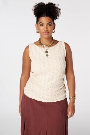 top met textuur ecru