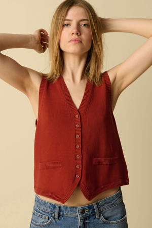 gebreid vest - donkerrood