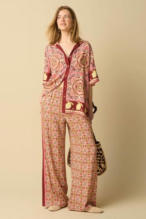 wide leg broek met print - meerkleurig