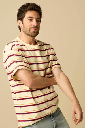 relaxed fit gestreept T-shirt - wit