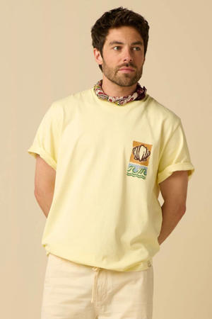 relaxed fit T-shirt met print - lichtgeel