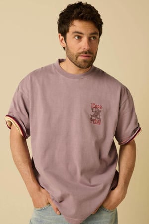 relaxed fit T-shirt met print - paars
