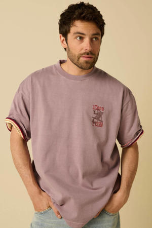 relaxed fit T-shirt met print - paars