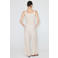Mango jumpsuit met ceintuur en linnen - beige