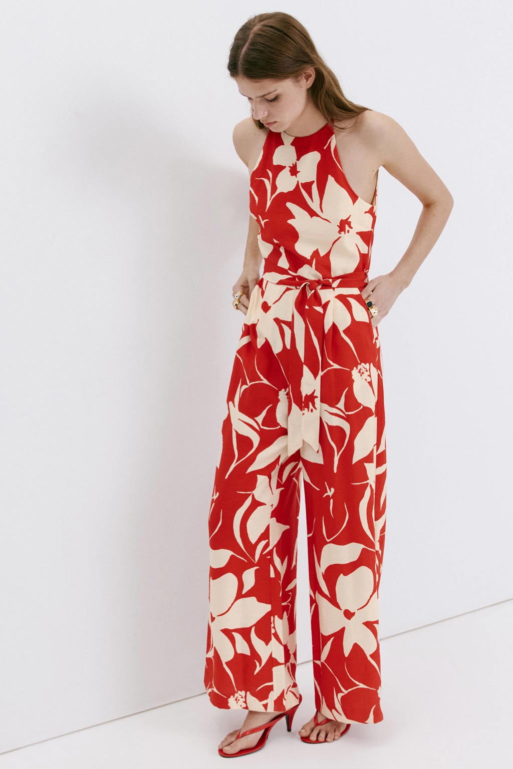 Mango gebloemde jumpsuit - rood
